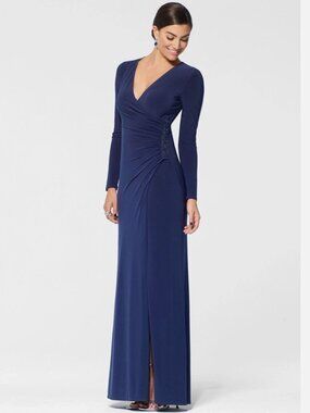 Laundry Navy Blue Ruched Evening Gown